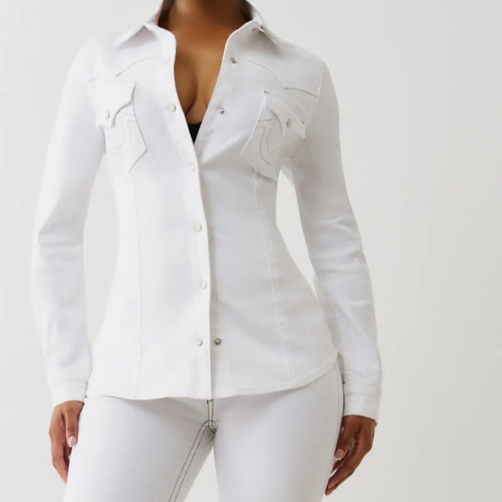 True Religion White Button Down Shirt